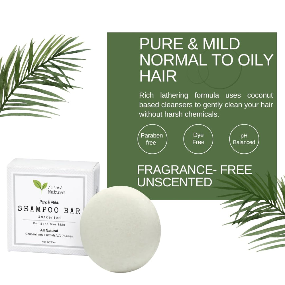 liv Nature Shampoo Bar apto para piel sensible, libre de fragancias.
