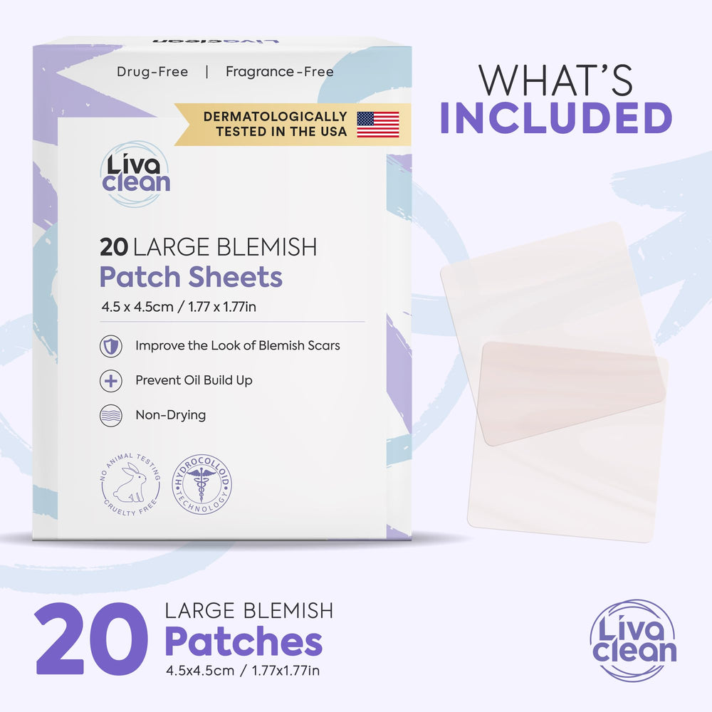 LivaClean parche acné XL en la cara, cubre zonas problemáticas de forma discreta.