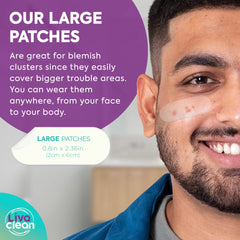 Parche grande para acné cístico de LivaClean, protege la zona durante la noche