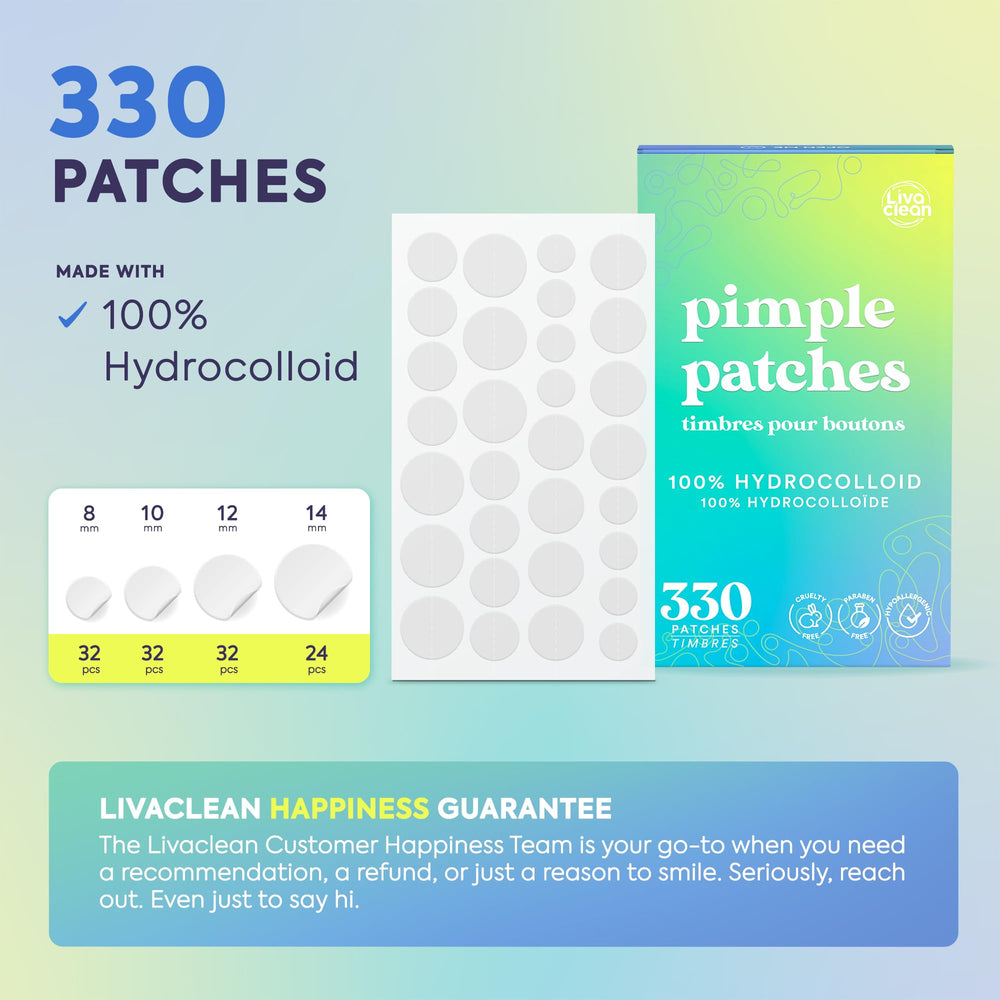 Parches para acné discretos de LivaClean, ideales para uso diario.