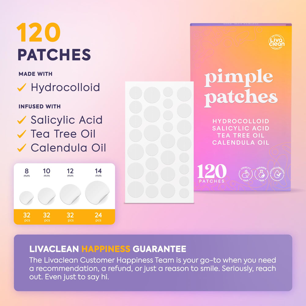Livaclean parches acne: tamaños discretos para zonas faciales.