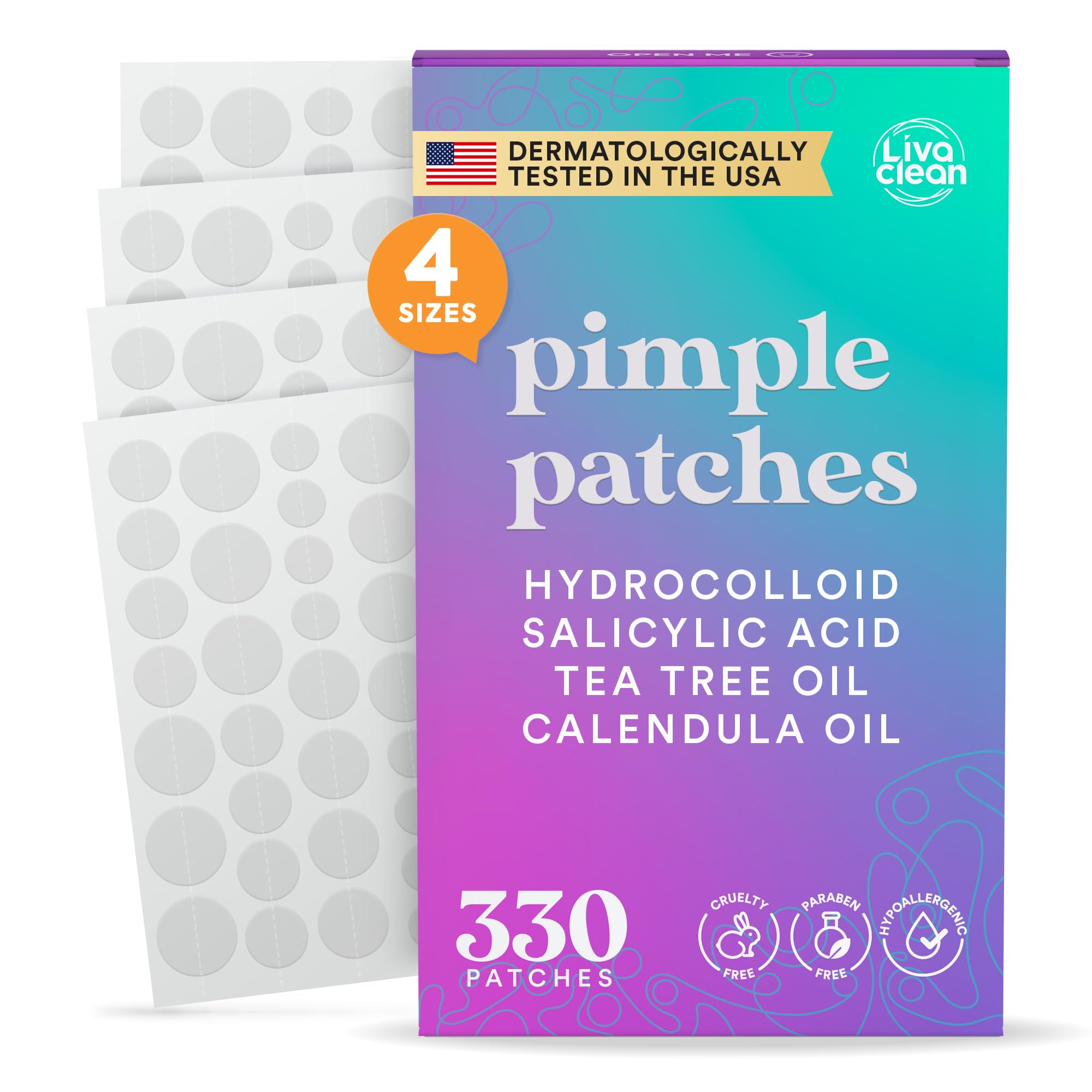 Parche LivaClean para acné en la frente, absorbe impurezas para una piel más clara.