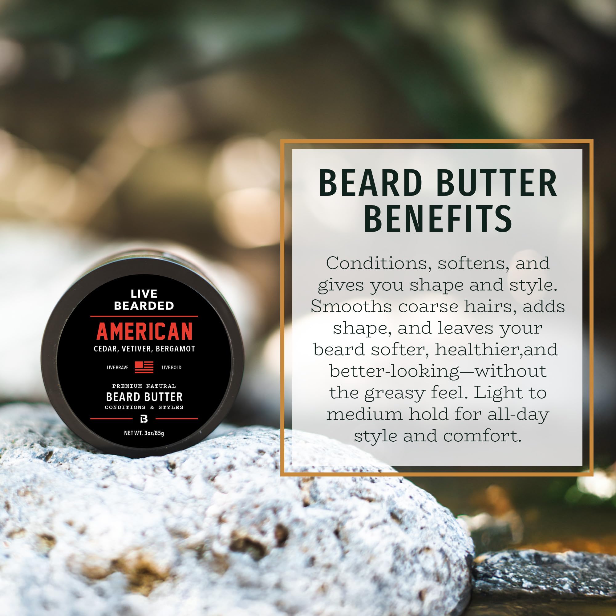 Aplicación suave de Live Bearded para barba sin grasa