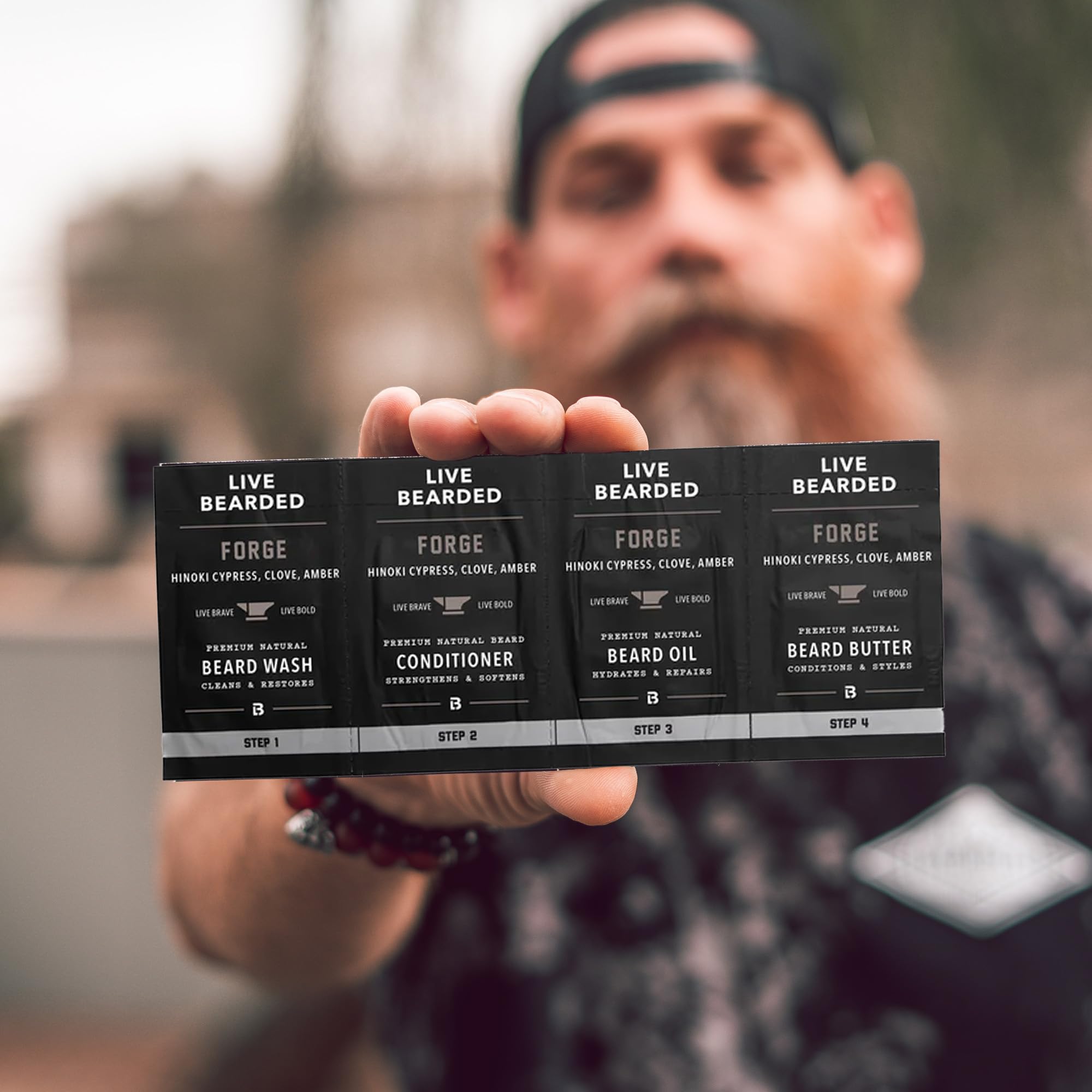 Live Bearded beard wash bottle for a refreshing cleanse.