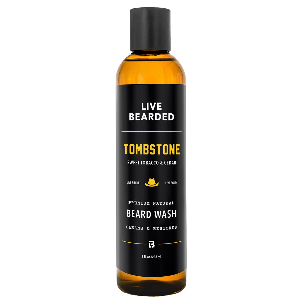 Live Bearded Tombstone: bouteille nettoyant barbe, parfum doux et rafraîchissant pour usage quotidien