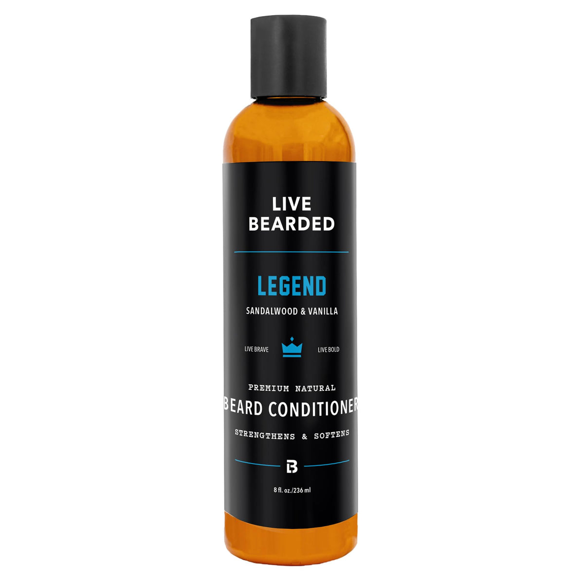 Live Bearded Condicionador para barba, botella de 8 oz, suavidad duradera para el día.