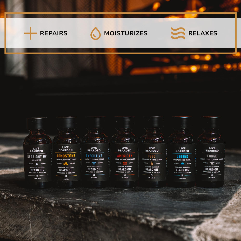 Live Bearded Tombstone huile barbe, massage pour barbe douce et nourrie.