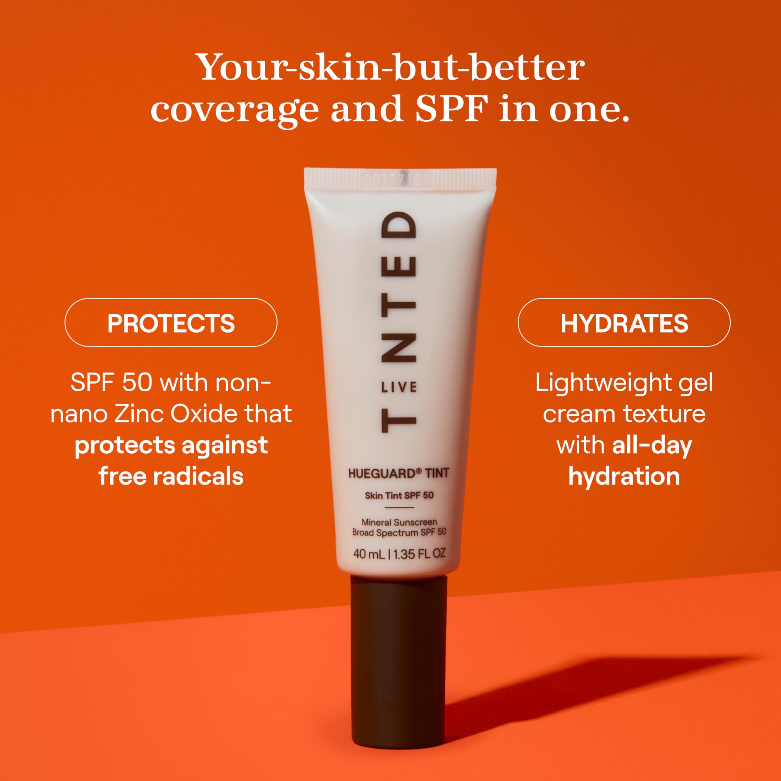 Live Tinted Hueguard Skin Tint SPF50 aplicación suave en piel.