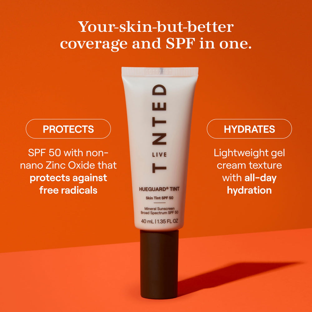 Live Tinted Hueguard Skin Tint SPF50 aplicación suave en piel.