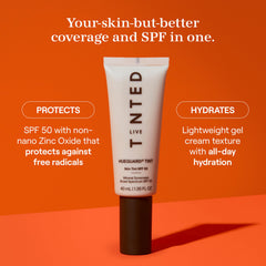 Live Tinted Hueguard Skin Tint SPF50 aplicación suave en piel.