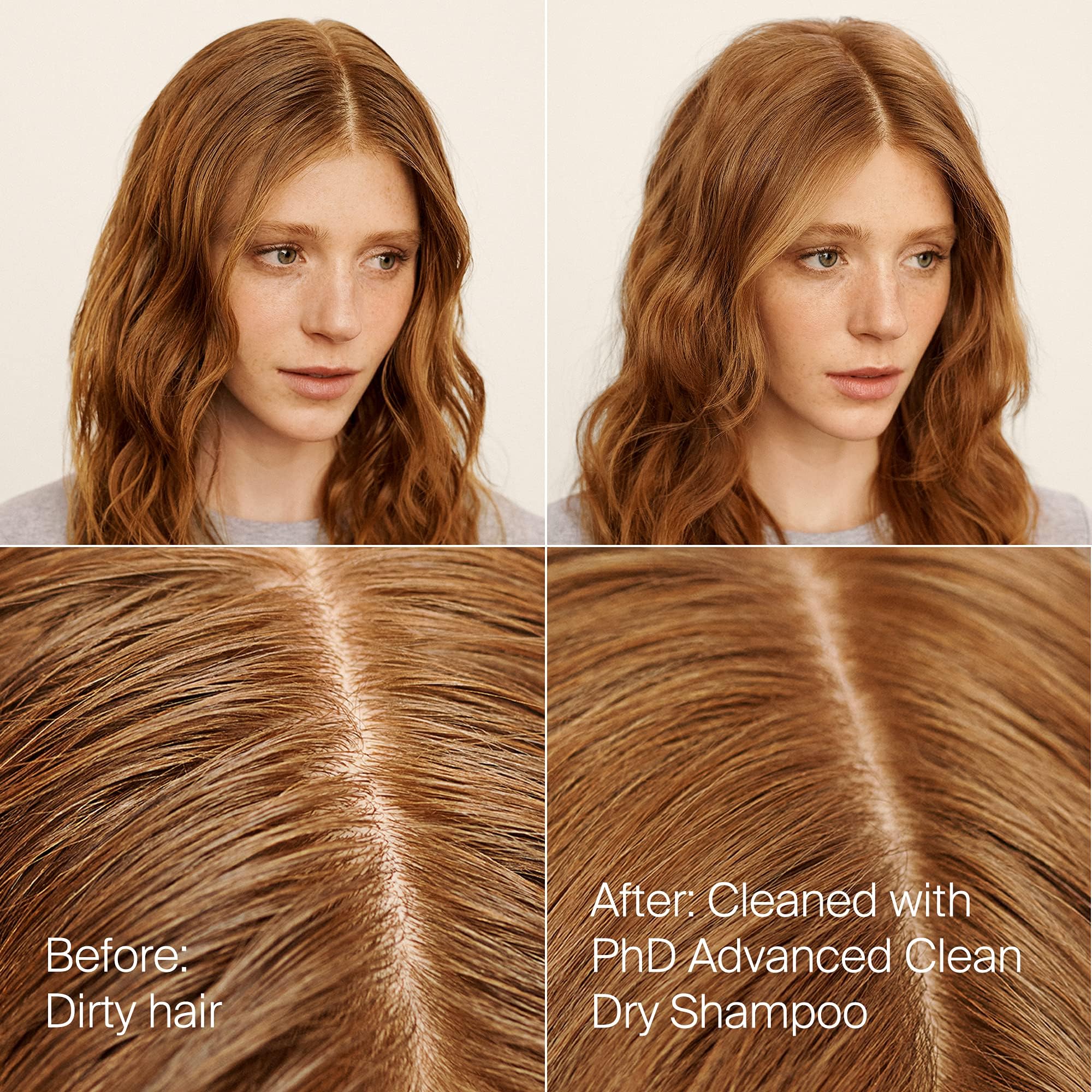 Living Proof Champú Seco Día Perfecto: brillo natural sin residuo visible.