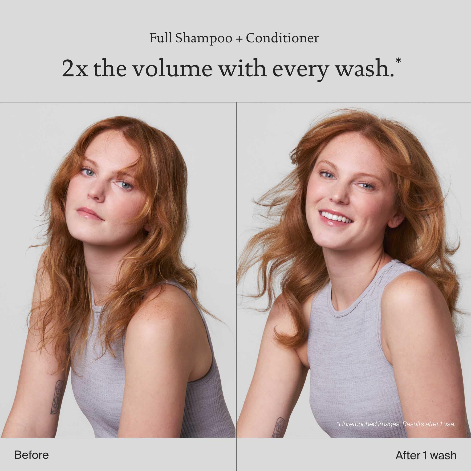 Living Proof Full Shampoo, aplicación en cabello para lavado suave y movimiento natural.