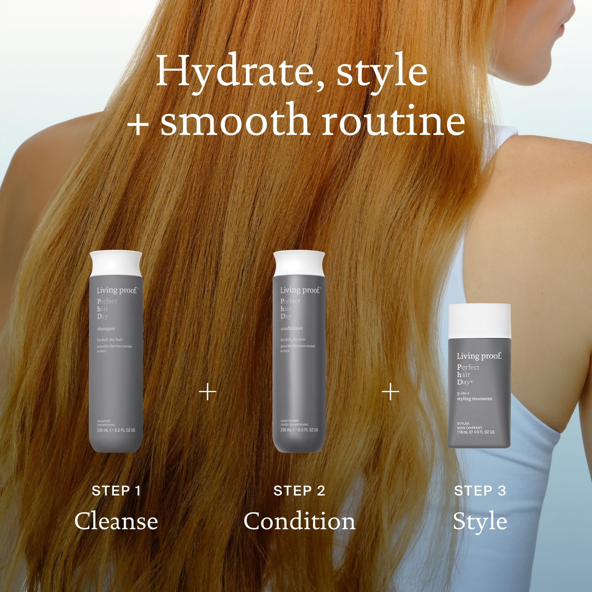 Protección contra calor de Living Proof Perfect Hair Day hasta 450°F.
