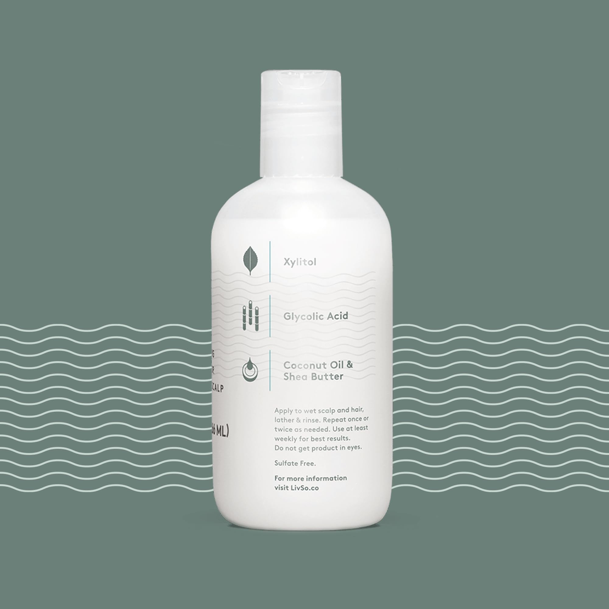 LivSo champú, exfoliación suave para cuero cabelludo con AHA.