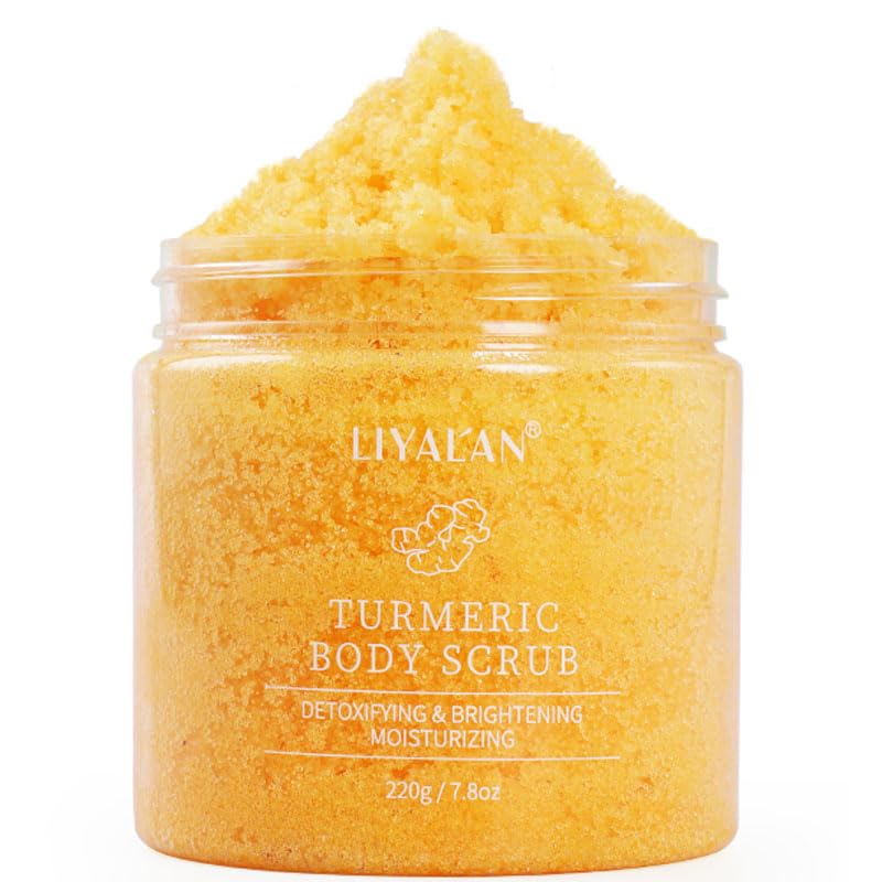 LIYALAN exfoliante cúrcuma para cara, textura de granulos exfolia suavemente