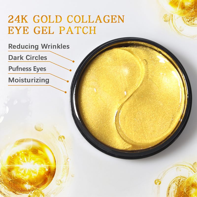 LIYALAN parches ojos 24K oro, aplicación limpia y fácil