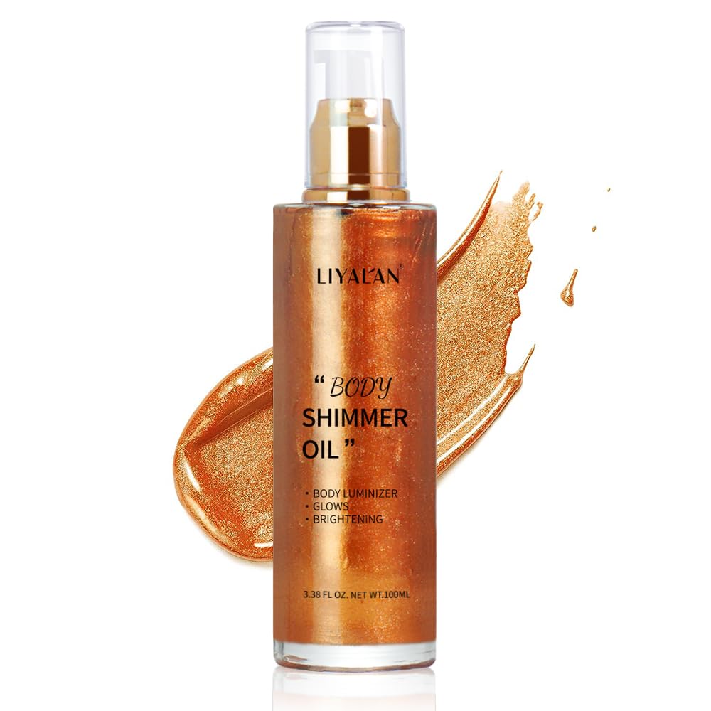 LIYALAN Aceite Corporal Bronce Dorado: botella con brillo suave.