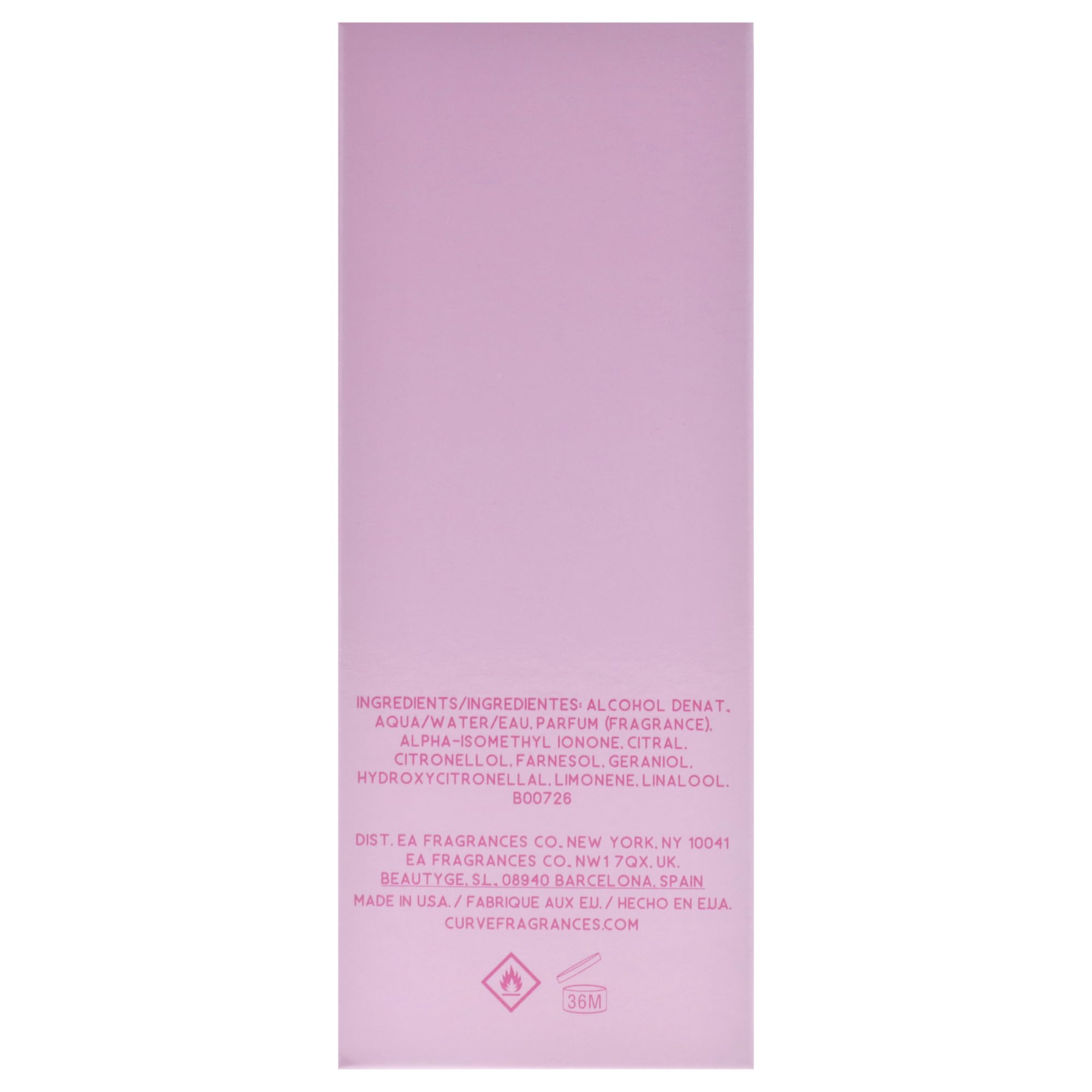Notas amaderadas y cachemir crean un cierre elegante en Curve Pink Blossom.