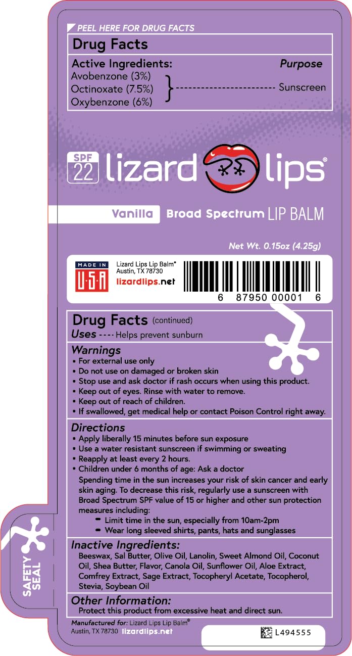 Lizard Lips aporta Aloe y Aceite de Oliva para labios nutridos.
