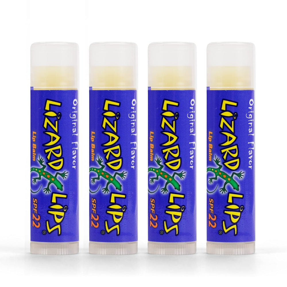 Bálsamo labial Lizard Lips SPF 22 Vainilla Original para labios suaves en pack 4.