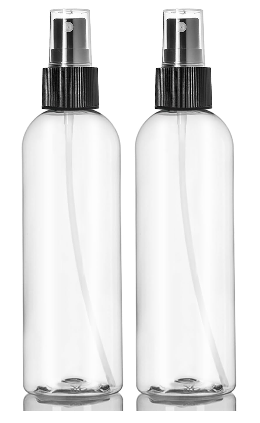 ljdeals botella atomizadora plástica clara de 8 onzas con rociador negro para rociado suave