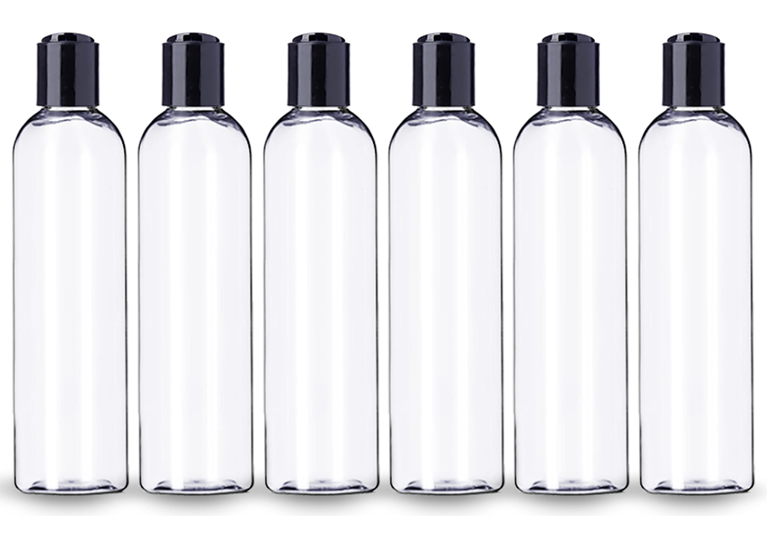 Botellas ljdeals de plástico transparente 8 oz con tapa disc negra para champú y lociones