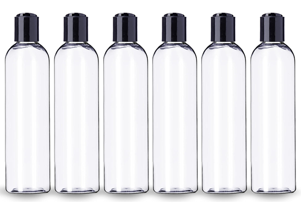 Botellas ljdeals de plástico transparente 8 oz con tapa disc negra para champú y lociones