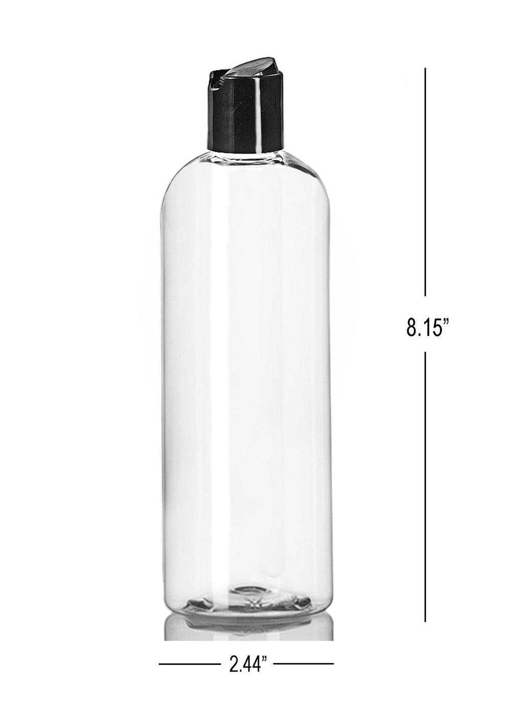 Botella Ljdeals de plástico 16oz con tapa disc negra para lociones