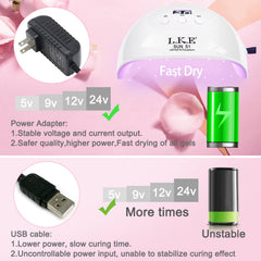 LKE Lámpara UV 72W, pantalla digital facilita control del tiempo.