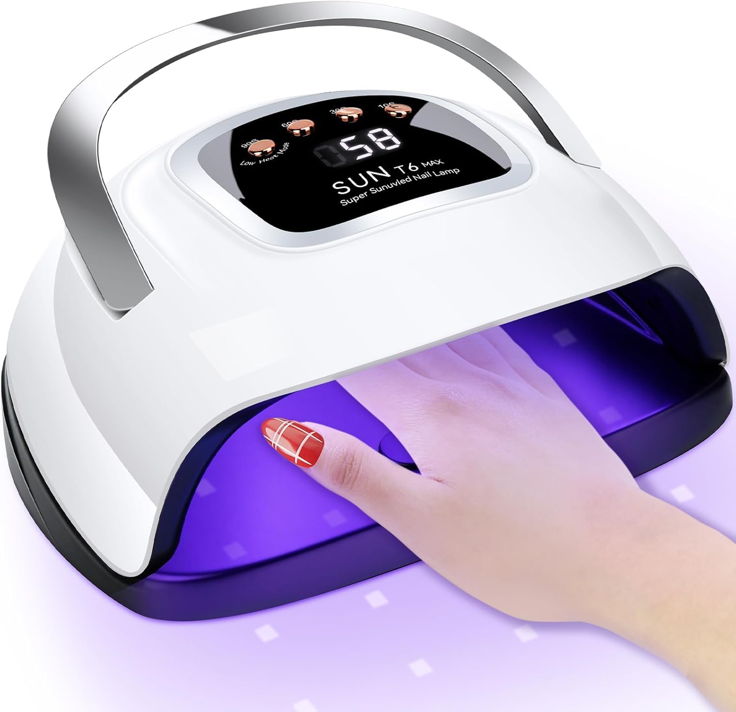 LKE lámpara UV para uñas 72W, vista frontal, secado rápido para casa.