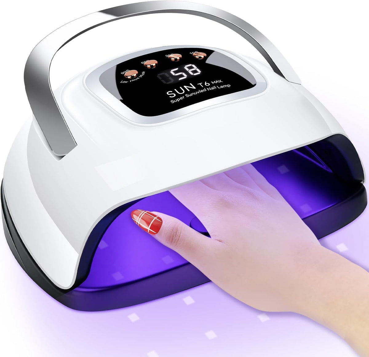 LKE lámpara UV para uñas 72W, vista frontal, secado rápido para casa.