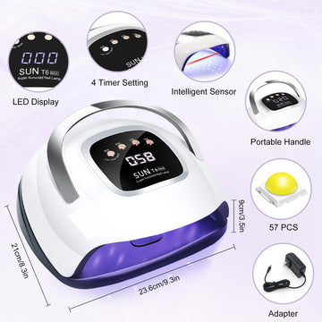LKE lámpara UV para uñas 72W, pantalla táctil, uso seguro en salón y casa.