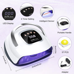 LKE lámpara UV para uñas 72W, pantalla táctil, uso seguro en salón y casa.