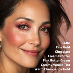 El bronceador cremoso de llásido realza los contornos con tono cálido natural.