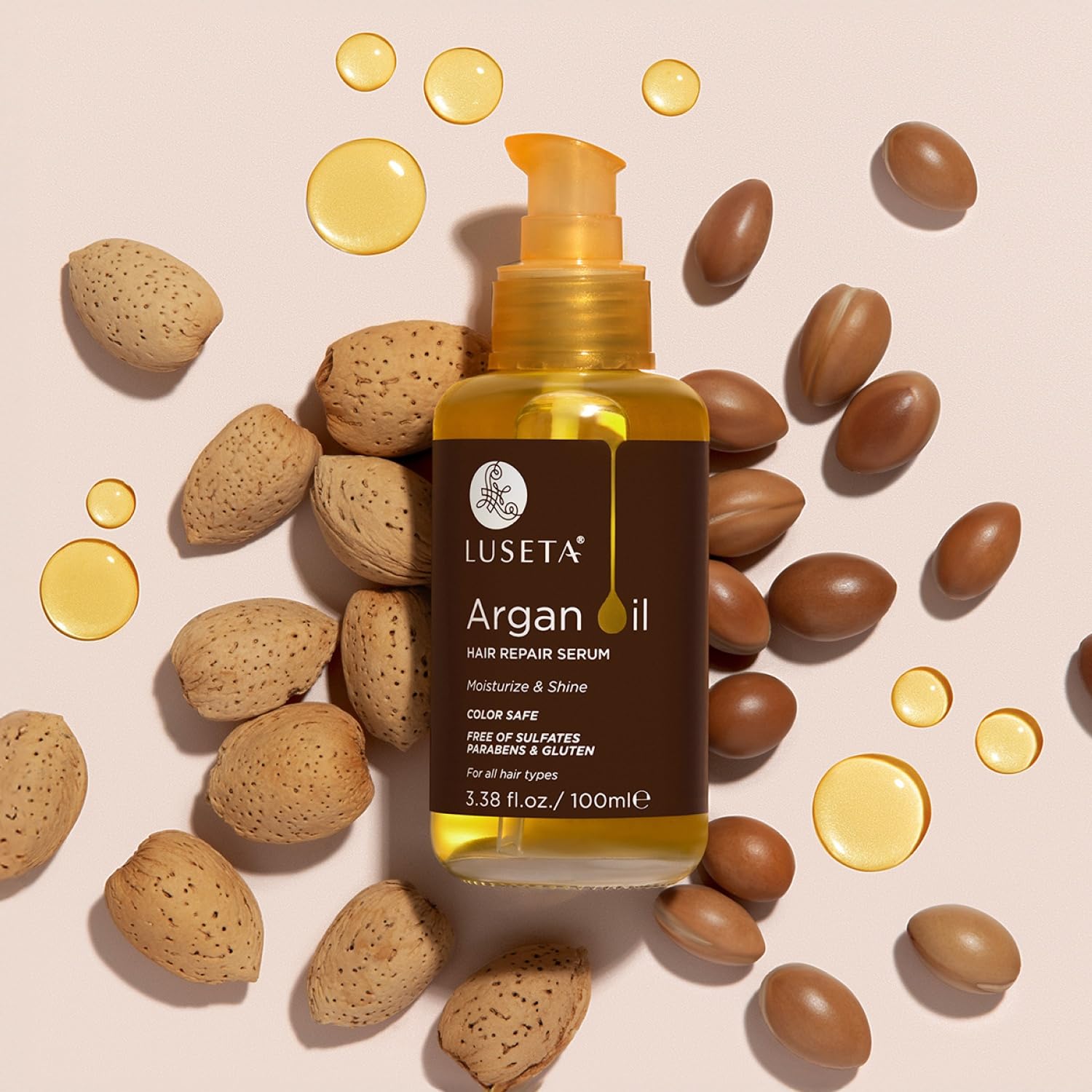 L LUSETA serum de argán ofrece hidratación intensa para cabello seco