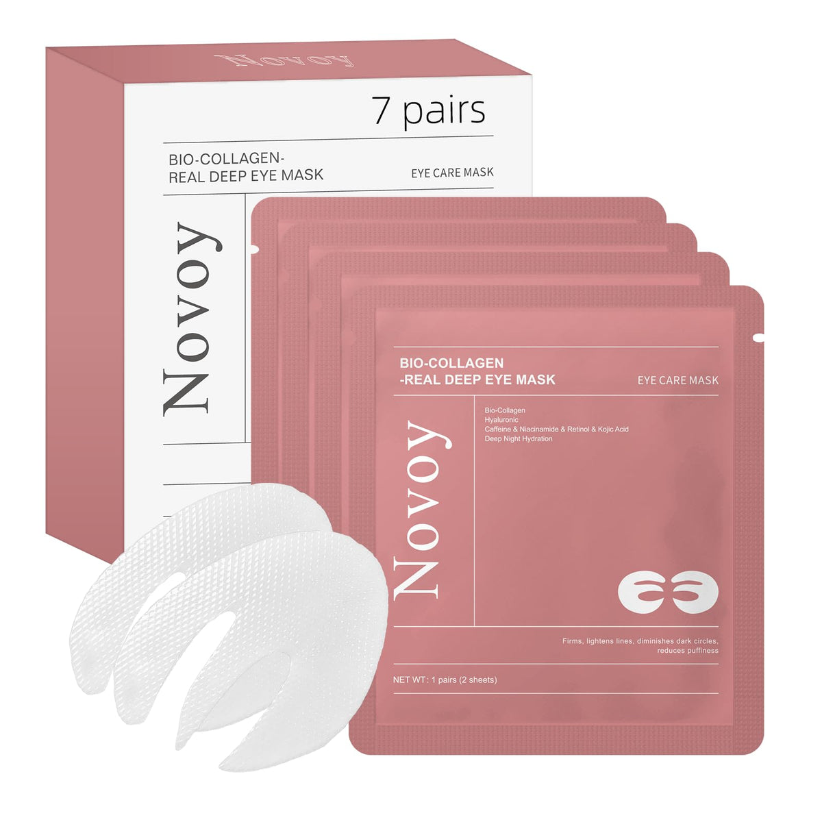 Parches oculares LLVYUO NOVOY con bio-colágeno real para revitalizar la mirada.