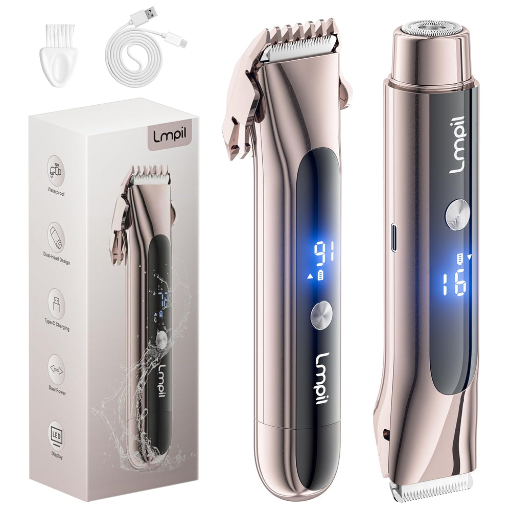 Lmpil bikini-trimmer 2-en-1, diseño compacto para viaje y uso diario.