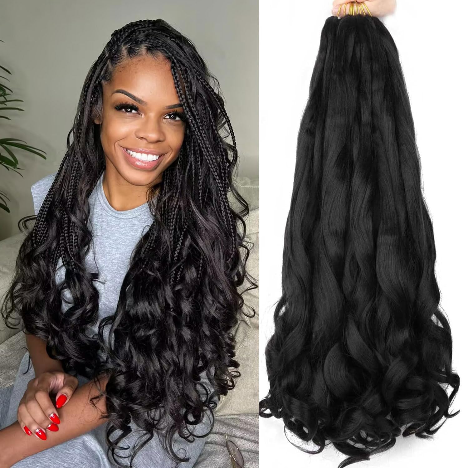 LMZIM Trenzas crochet Frances Curl: volumen para mujeres negras.