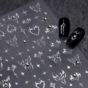 Lnulyaciy estrellas plateadas: adhesión suave para decoración de uñas duradera.
