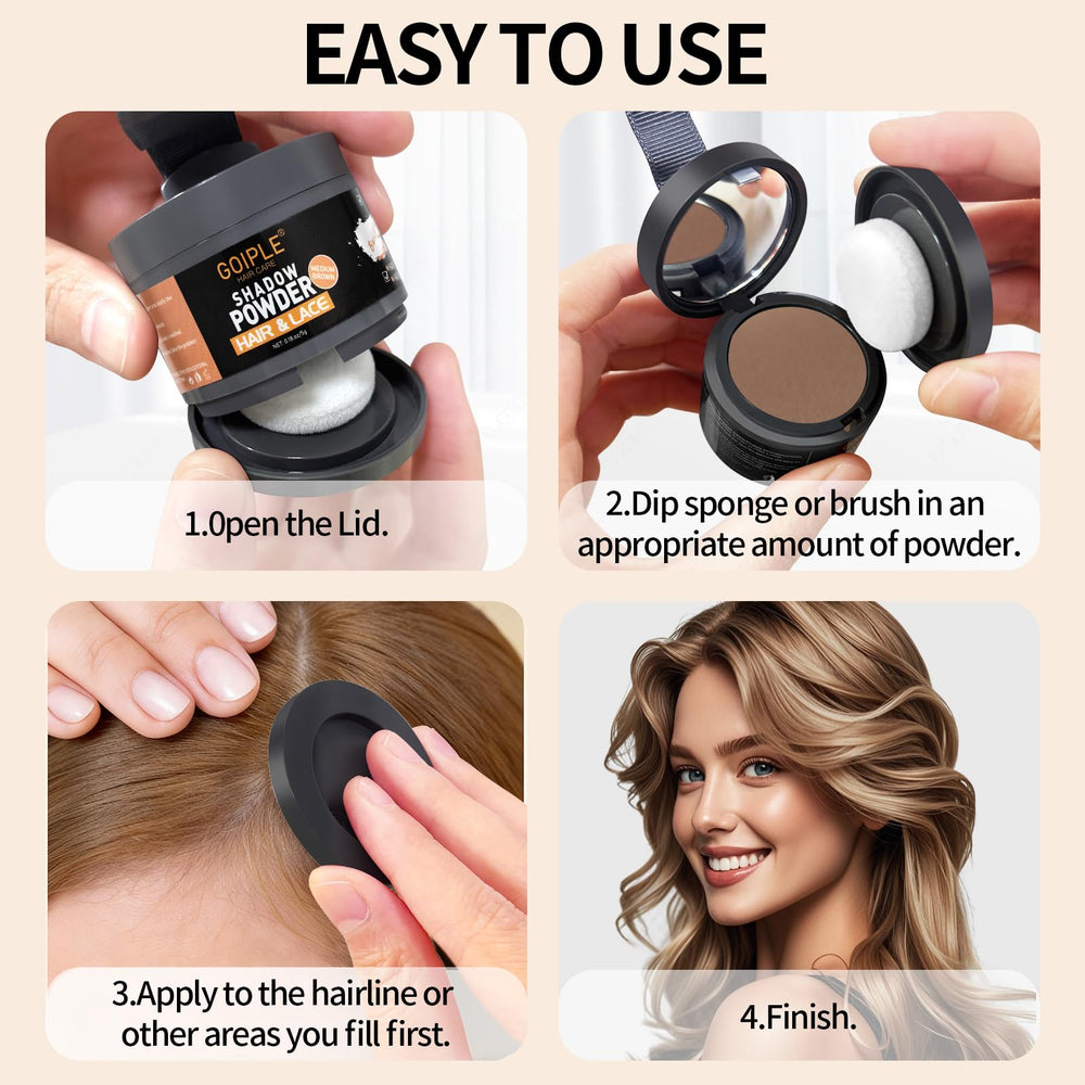Lockmio polvo efecto natural compatible con distintos peinados.