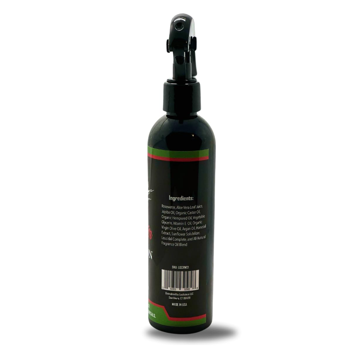 LOCLICIOUS Hecho en EE.UU.: botella de rosas para locs, composición natural.