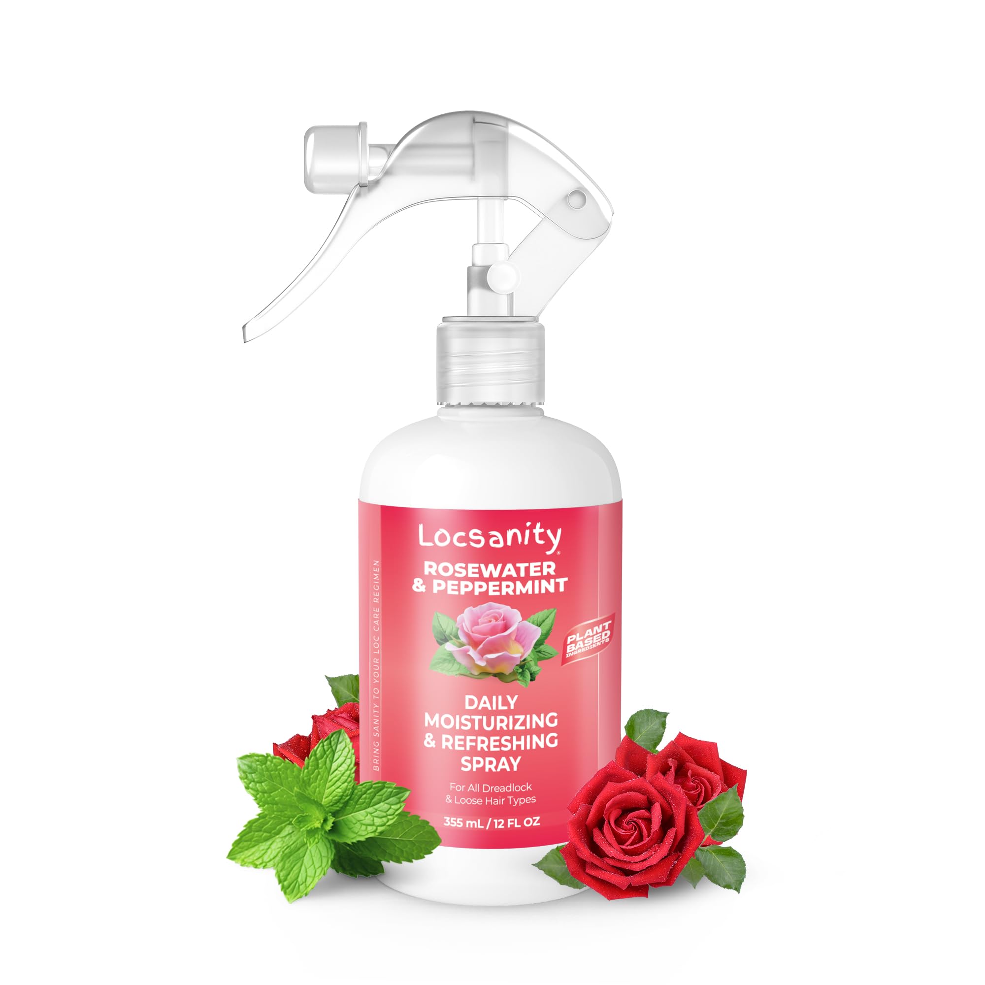 Locsanity botella con agua de rosas y menta para cabello suave