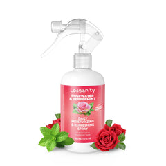 Locsanity botella con agua de rosas y menta para cabello suave