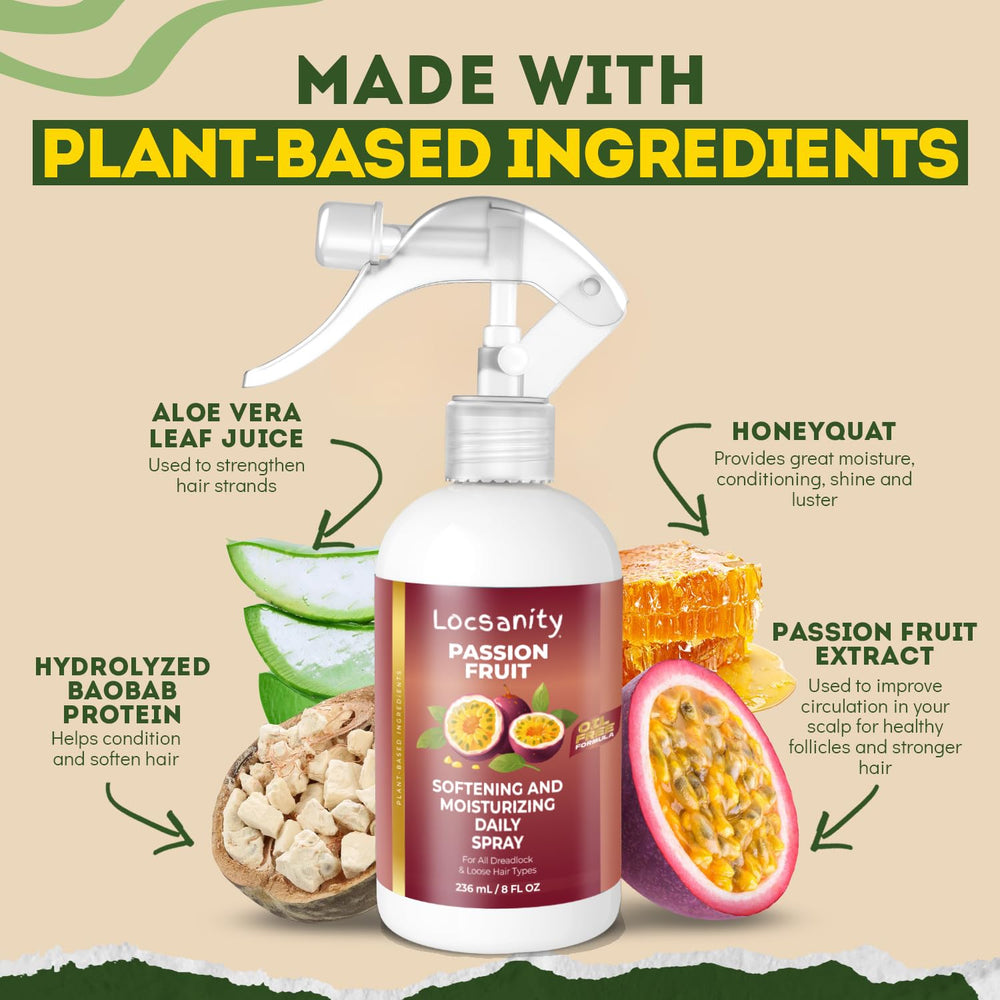Locsanity atomizador para locs, ingredientes naturales que nutren sin sulfatos.