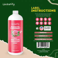 Locsanity, cuero cabelludo refrescado con spray suave de rosas y menta.