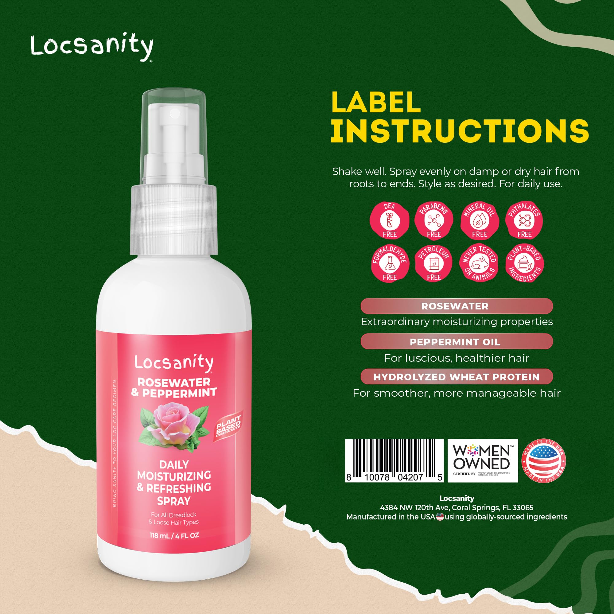 Locsanity Rosewater Peppermint spray mist helps refresh hair without buildup.