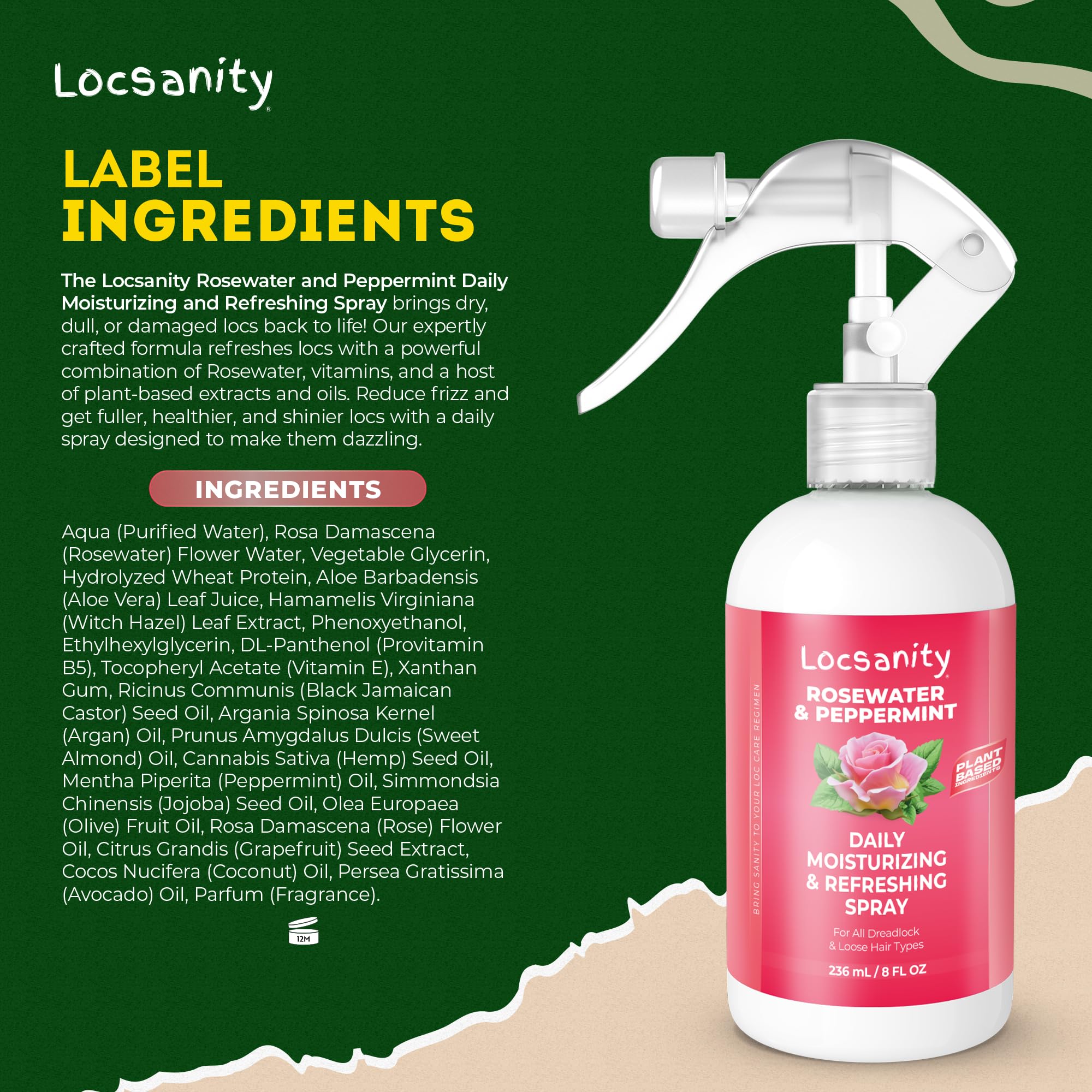 Locsanity Rosewater Peppermint Spray scalp refresh at roots