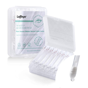 Loffeyo: hisopos desmaquillantes de 50 unidades, empaque compacto para retoques diarios.