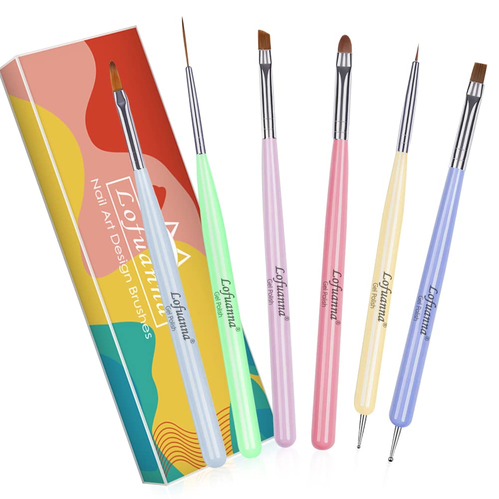 Lofuanna set de 6 brochas para uñas, ideal para crear diseños detallados en casa