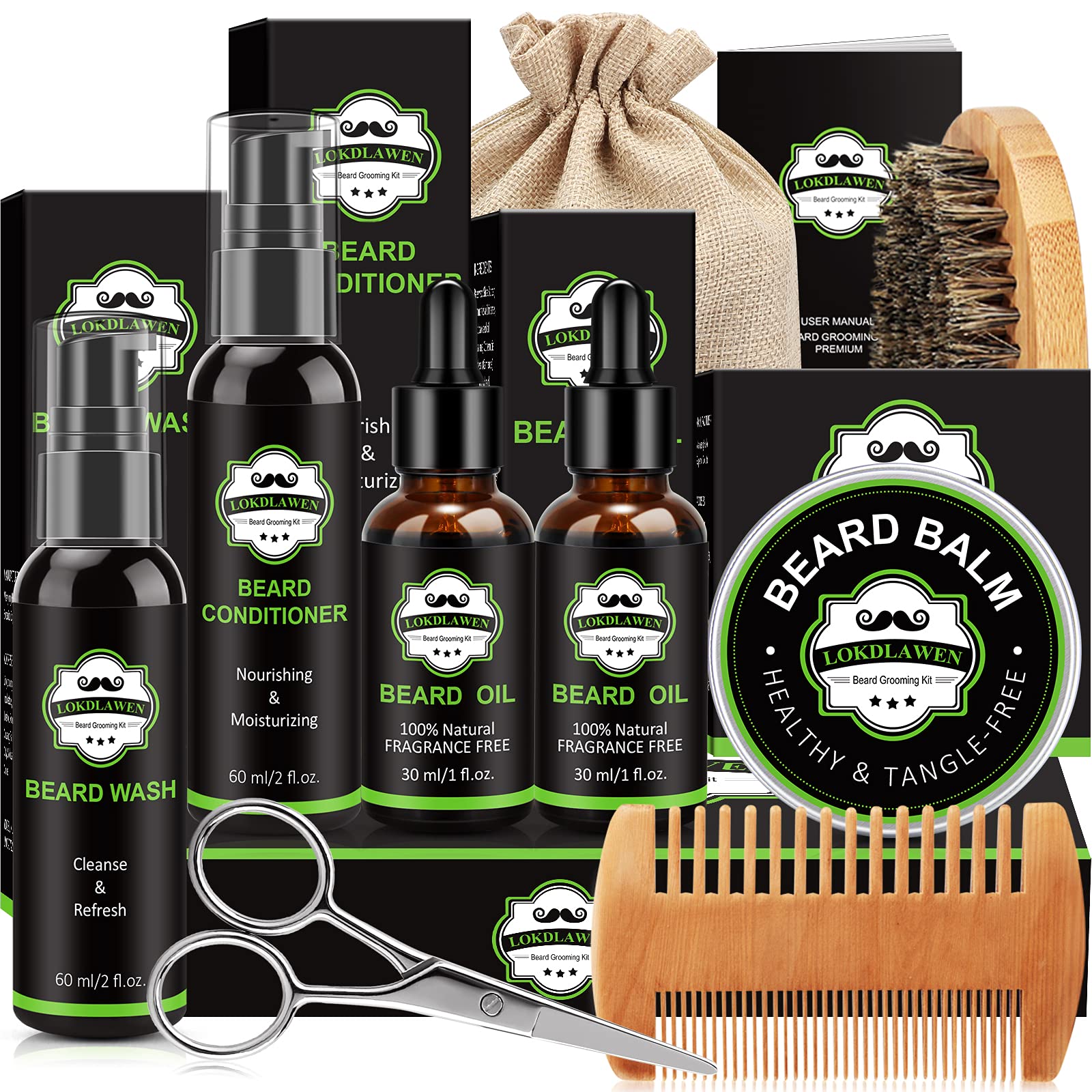 LOKDLAWEN champú para barba en botella, limpia y prepara la barba suavemente
